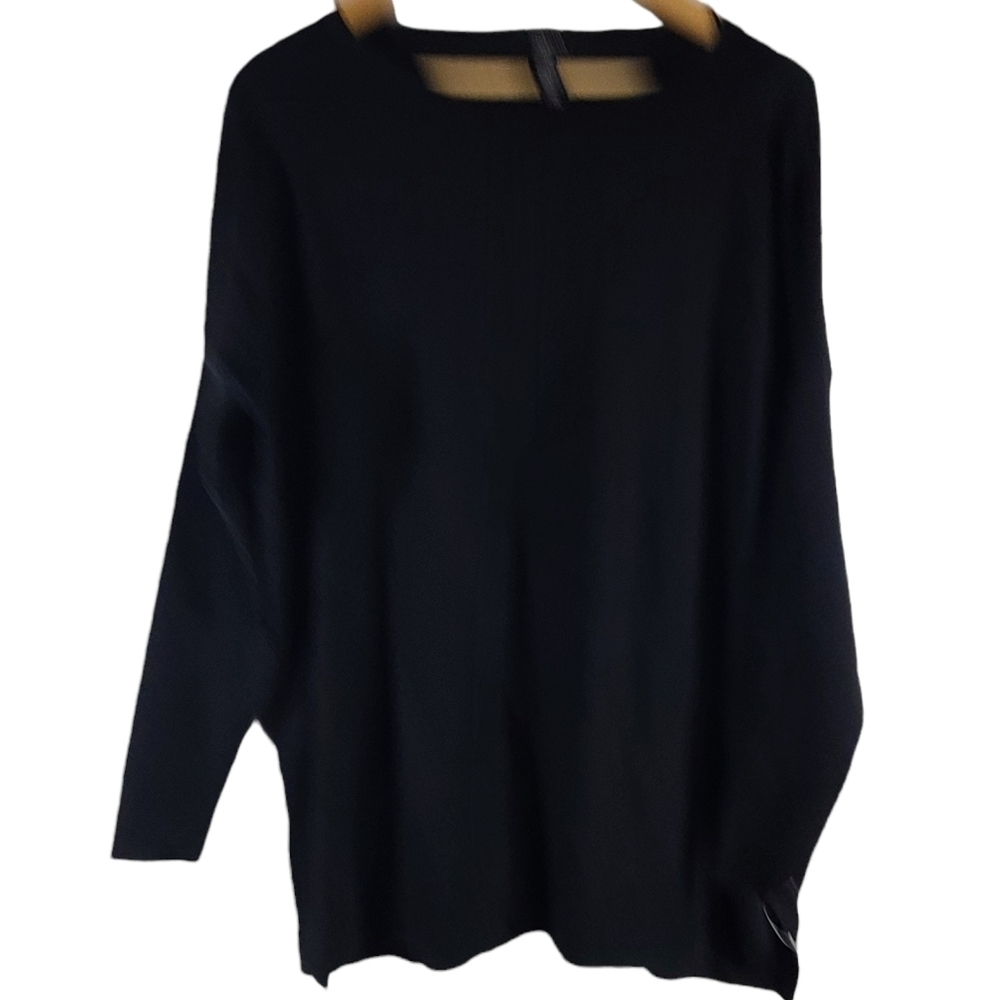 New Style‎ & Co Women's Seam Front Tunic Sweater Black Size 0X